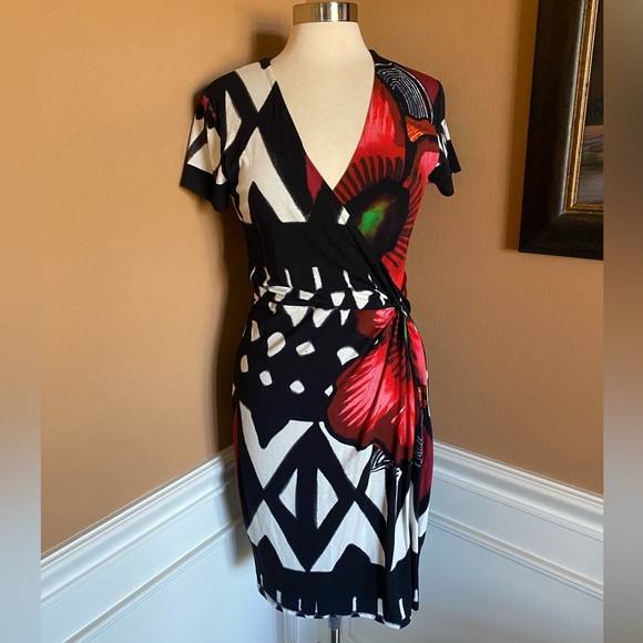 Desigual Dresses & Skirts - Desigual Women's Katia Dress V Neck Red Black Vibrant M